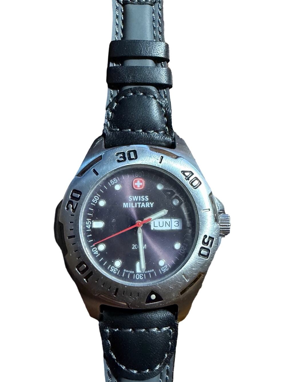 Wenger Swiss Military Men's Dive Watch Black Dial Day Date Quartz